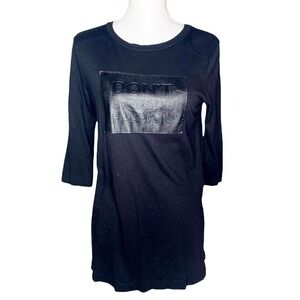 Zara Womens Black graphic T-Shirt Tunic Dress Sz Medium Don’t Stop Fashion